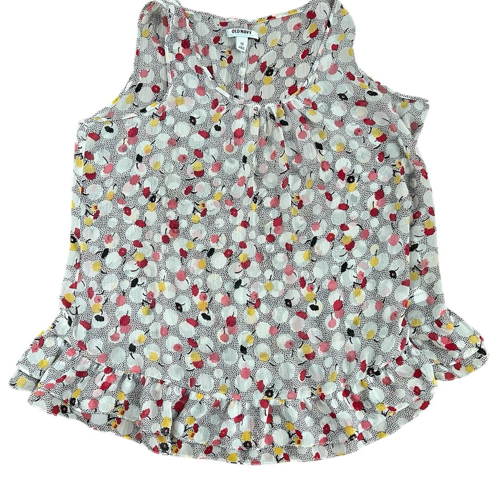 Old Navy Polka Dot Floral Top - Red, Yellow, Black